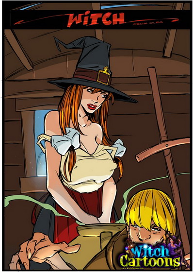 A cartoon witch nude and dirty